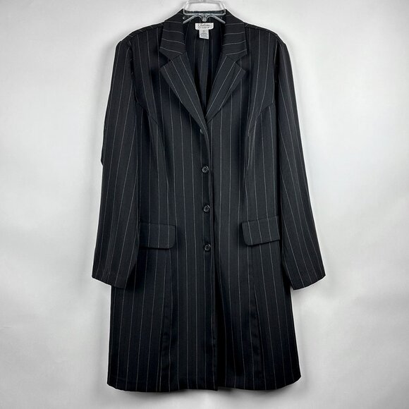 Chelsea Studio Black Pinstripe Long Blazer Coat 18T - ONLY THE COAT (No Pants) - Picture 1 of 11